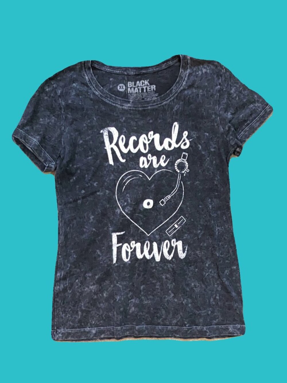 Black Matter Records Are Forever Graphic Tee Shirt Size XL Preowned